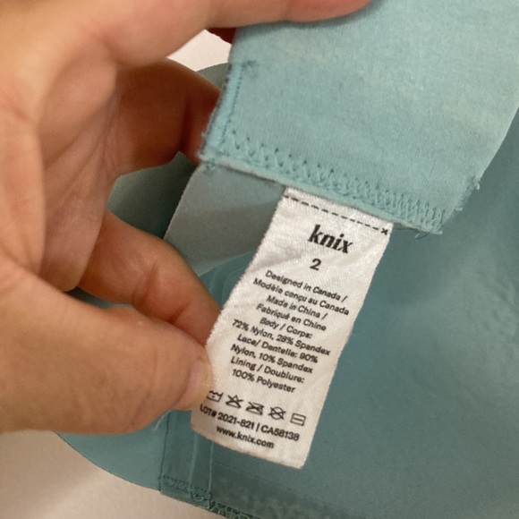 Knix Wingwoman Bra Size 2 36A Seafoam Blue Green Lace Wireless Comfy Pretty - Picture 10 of 10